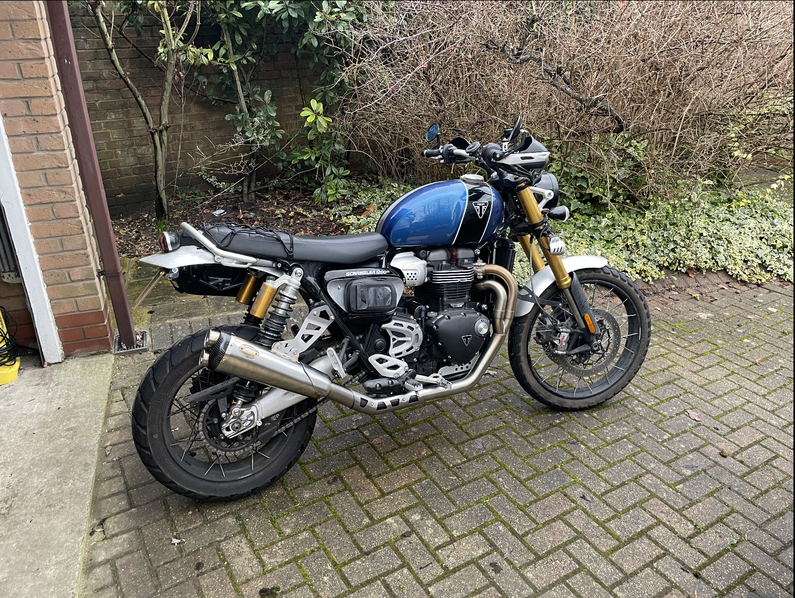 Triumph scrambler deals low exhaust