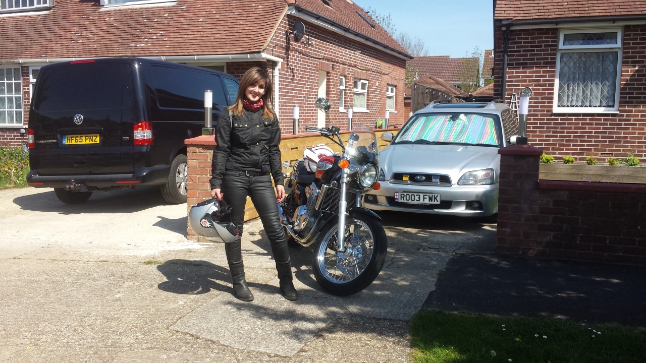 My daughter Alison who has a Bonnie alongside my Adventurer