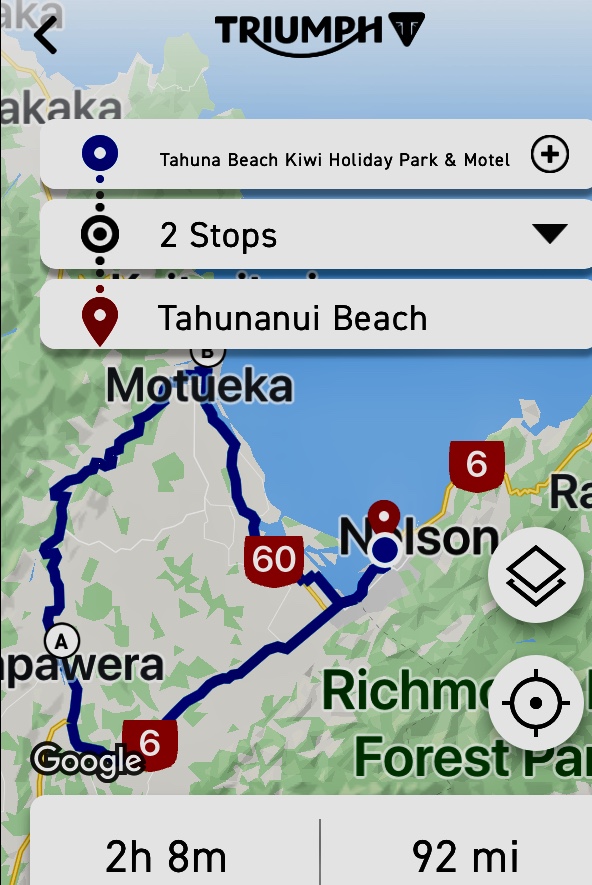 End of leg #2 and start of leg #3 Nelson to Motueka and back