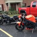 My buddies speed triple and Amelia side by side. Love my triumph storm